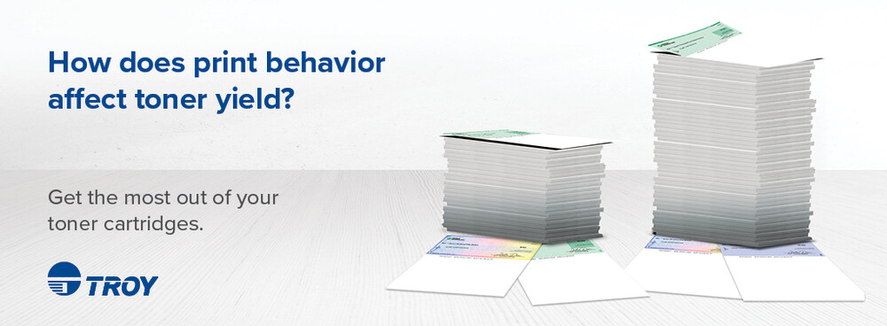 Image of stacks of paper with title How Does Print Behavior Affect Toner Yield