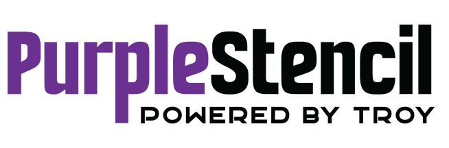 Purple Stencil white outline