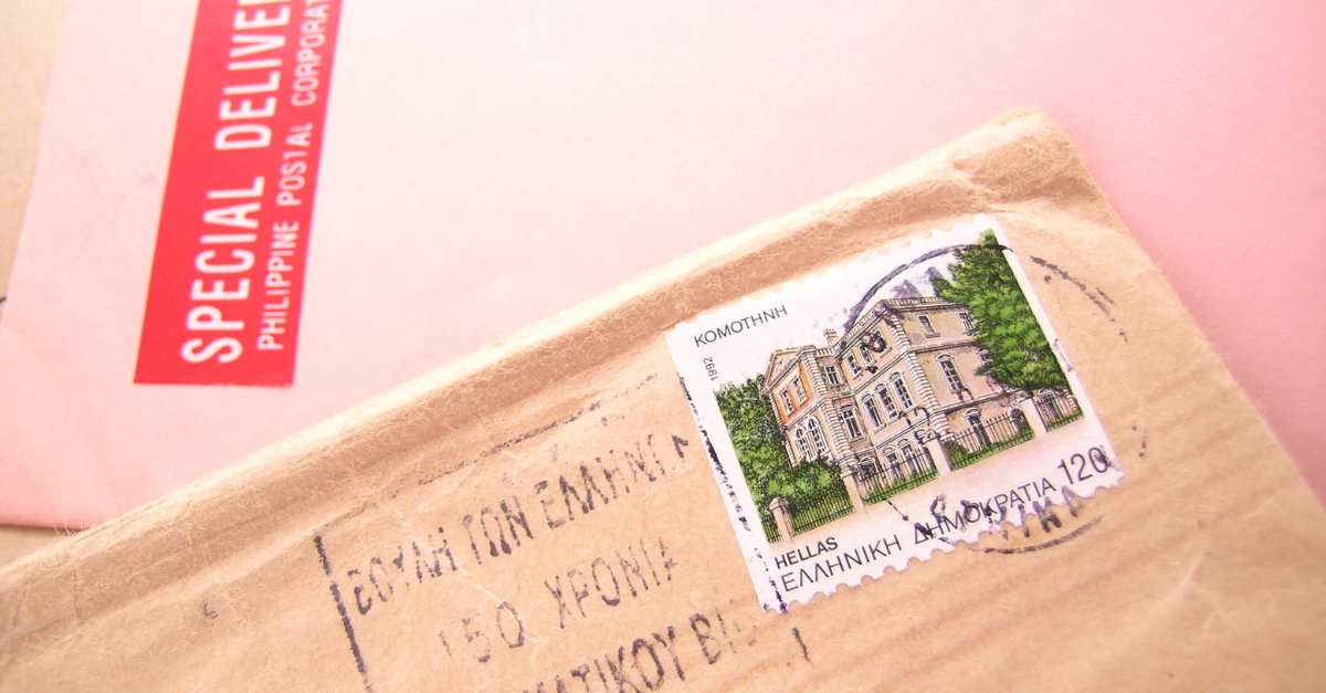 Printed postage on package 